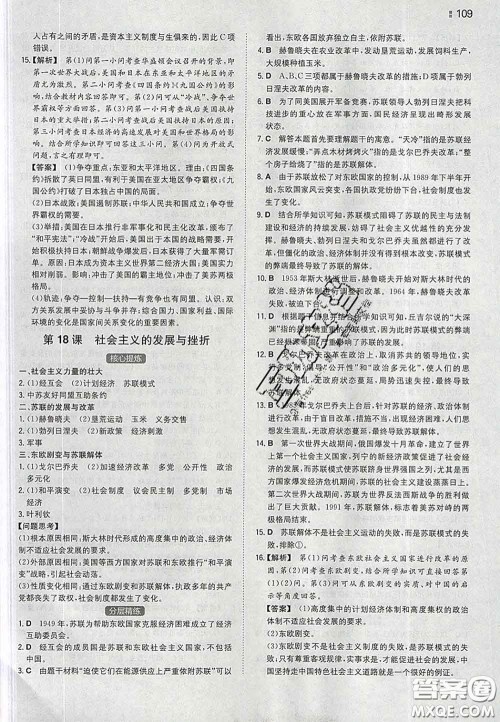 2020新版一本同步训练初中历史九年级下册人教版答案