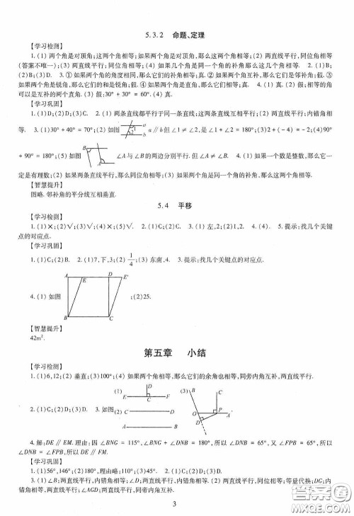 明天出版社2020智慧学习七年级数学下册答案