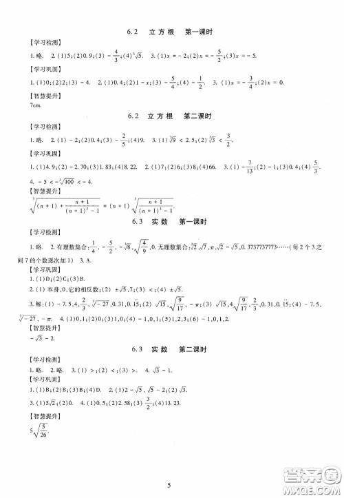 明天出版社2020智慧学习七年级数学下册答案