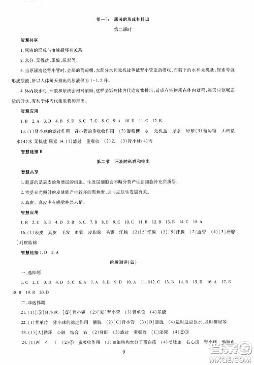 明天出版社2020智慧学习七年级生物学下册答案 明天出版社2020智慧学习七年级生物学下册答案