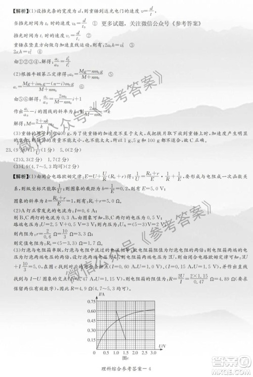 2020年5月湘豫名校联考理科综合答案 2020年5月湘豫名校联考理科综合答案