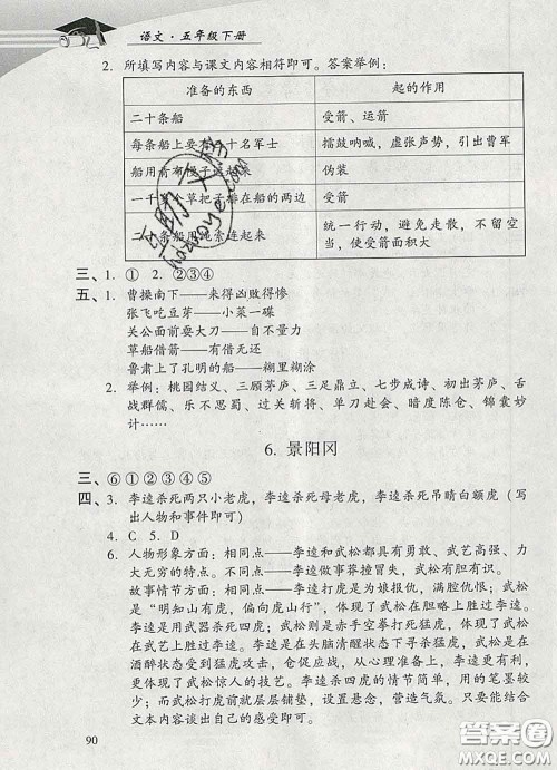 2020春智慧鱼北京西城学习探究诊断五年级语文下册人教版答案