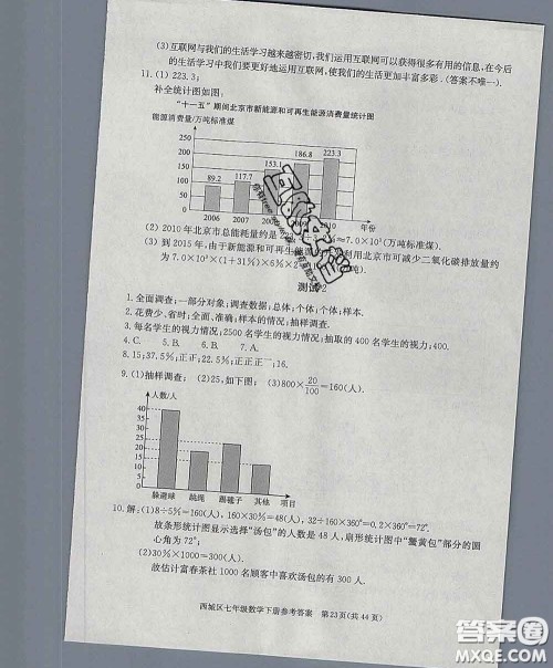 2020春北京西城学习探究诊断七年级数学下册人教版答案