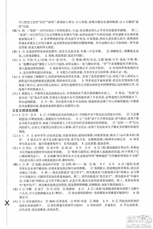 上海科学技术出版社2020新课程初中学习能力自测丛书语文答案