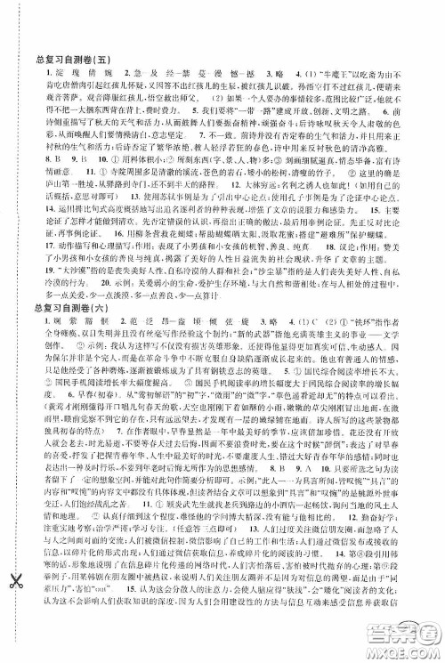 上海科学技术出版社2020新课程初中学习能力自测丛书语文答案