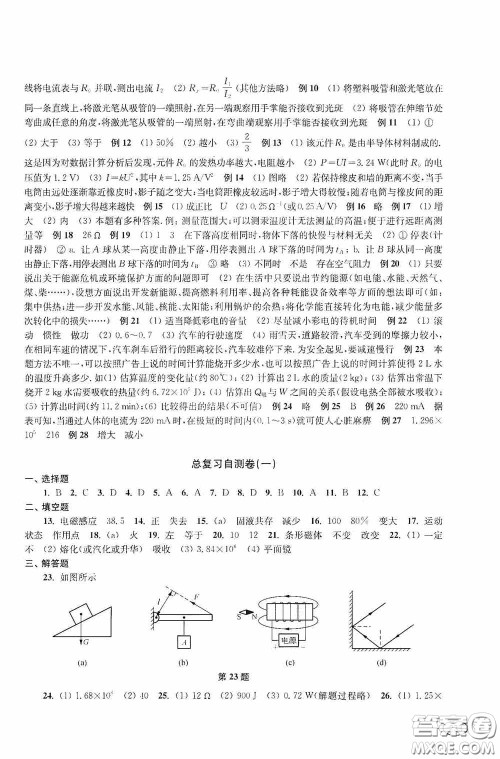 上海科学技术出版社2020新课程初中学习能力自测丛书物理答案