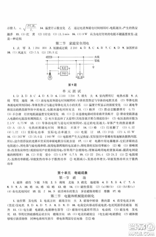 上海科学技术出版社2020新课程初中学习能力自测丛书物理答案