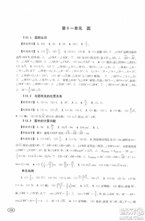 上海科学技术出版社2020新课程初中学习能力自测丛书数学苏教版答案