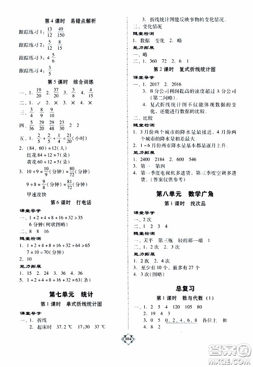 百年学典2020年金牌导学案五年级下册数学人教版参考答案