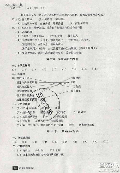 2020春北京西城学习探究诊断八年级生物下册人教版答案 2020春北京西城学习探究诊断八年级生物下册人教版答案