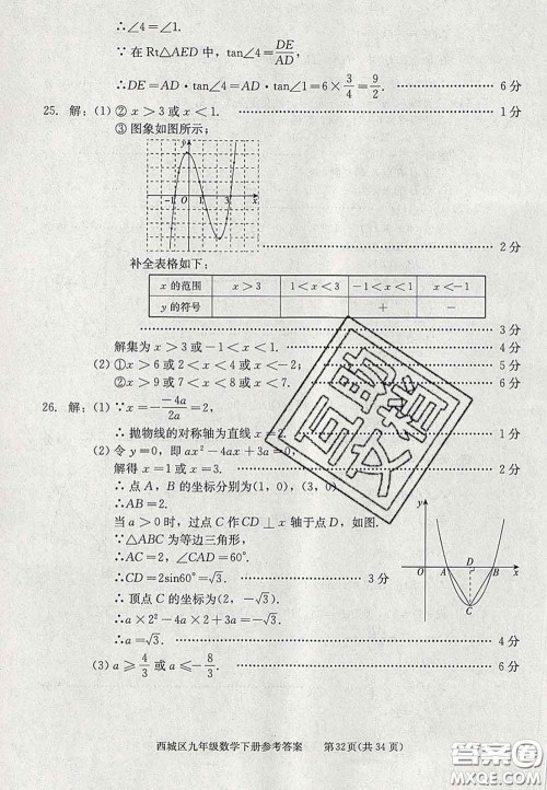 2020春北京西城学习探究诊断九年级数学下册人教版答案 2020春北京西城学习探究诊断九年级数学下册人教版答案