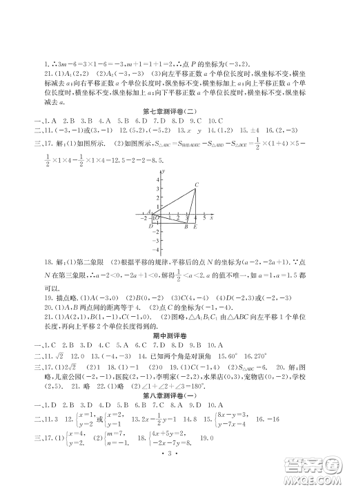 光明日报出版社2020大显身手素质教育单元测评卷七年级数学下册答案