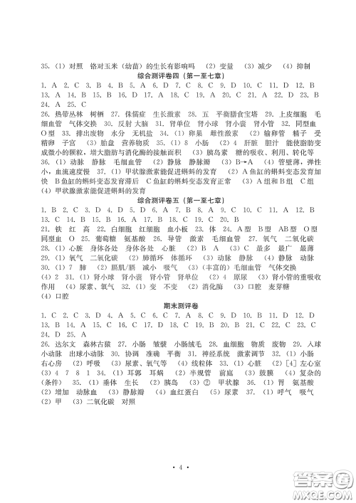光明日报出版社2020大显身手素质教育单元测评卷七年级生物下册人教版答案 光明日报出版社2020大显身手素质教育单元测评卷七年级生物下册人教版答案