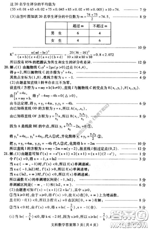 2020年包头市第二次模拟考试文科数学试题及答案 2020年包头市第二次模拟考试文科数学试题及答案