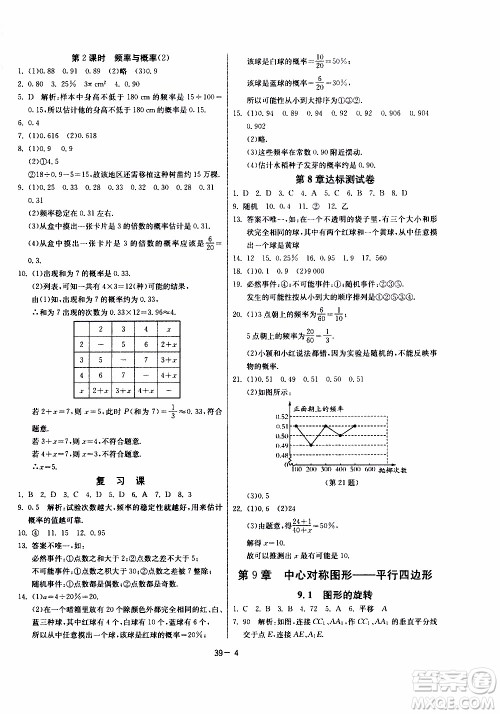 2020年课时训练八年级下册数学江苏版参考答案 2020年课时训练八年级下册数学江苏版参考答案