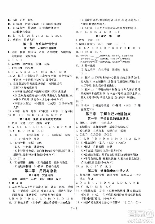 2020年课时训练八年级下册生物学RMJY人民教育版参考答案 2020年课时训练八年级下册生物学RMJY人民教育版参考答案
