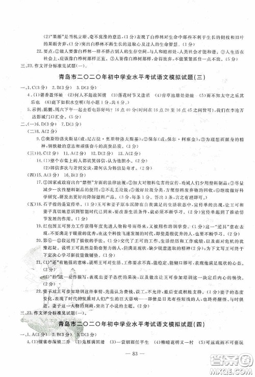 四维文化中考考什么2020中考冲刺模拟卷语文答案