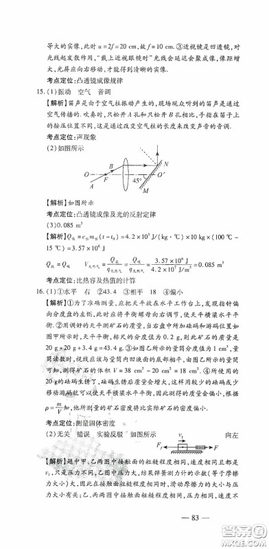 四维文化中考考什么2020中考冲刺模拟卷物理答案