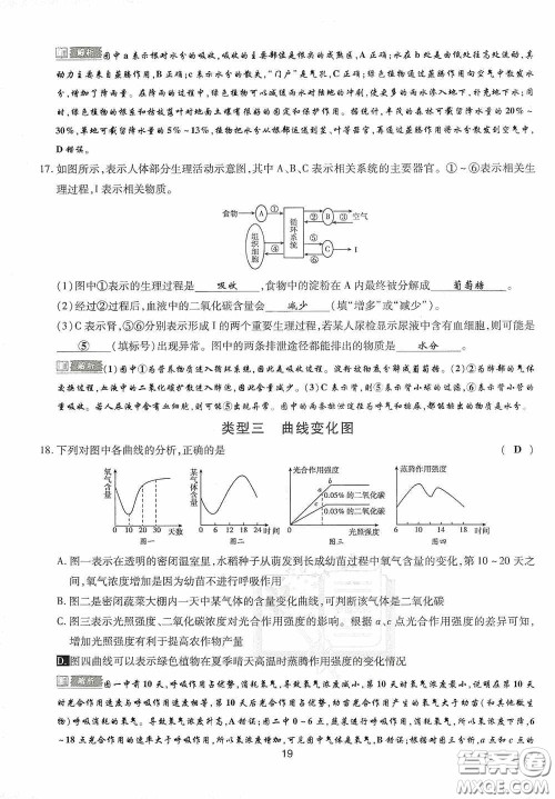2020江西中考必备中考一卷通生物答案