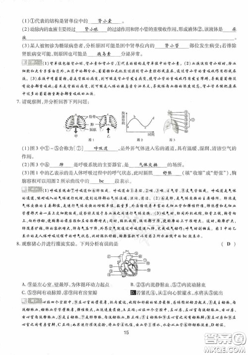 2020江西中考必备中考一卷通生物答案