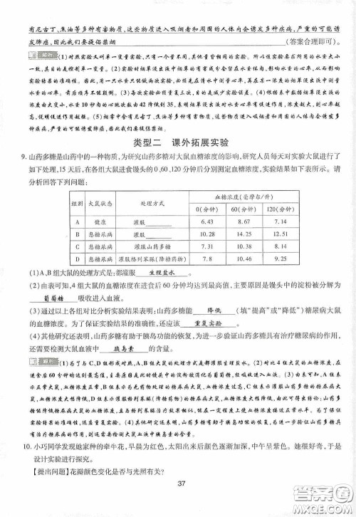 2020江西中考必备中考一卷通生物答案