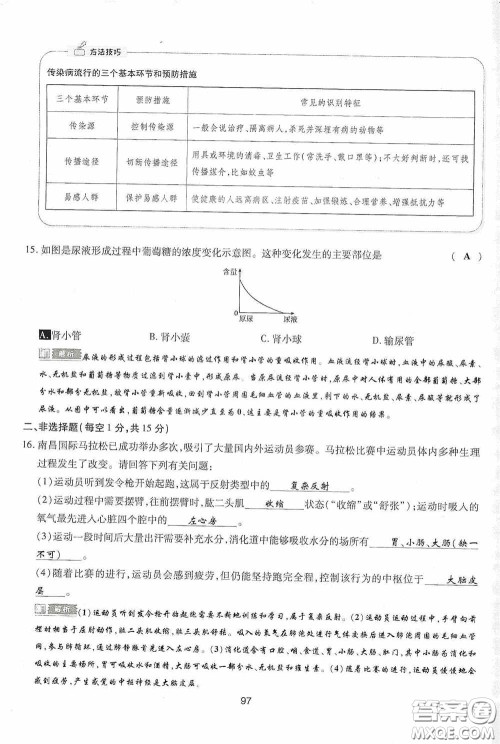 2020江西中考必备中考一卷通生物答案