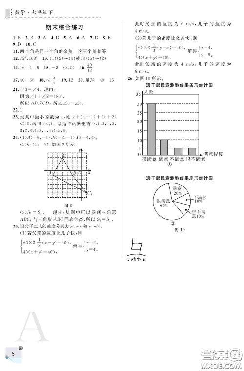 陕西师范大学出版社2020春课堂练习册七年级数学下册A版答案 陕西师范大学出版社2020春课堂练习册七年级数学下册A版答案