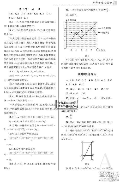 陕西师范大学出版社2020春课堂练习册八年级数学下册A版答案