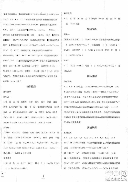 东北师范大学出版社2020决胜中考化学下册答案