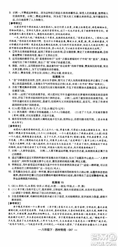 经纶学典2020年学霸组合训练语文八年级下册苏州专用参考答案 经纶学典2020年学霸组合训练语文八年级下册苏州专用参考答案