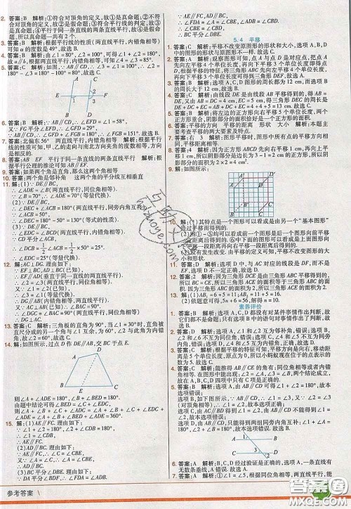 河北教育出版社2020春七彩课堂七年级数学下册人教版答案