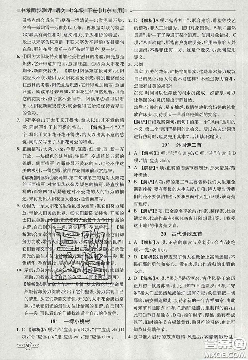 河北教育出版社2020春七彩课堂七年级语文下册人教版答案 河北教育出版社2020春七彩课堂七年级语文下册人教版答案