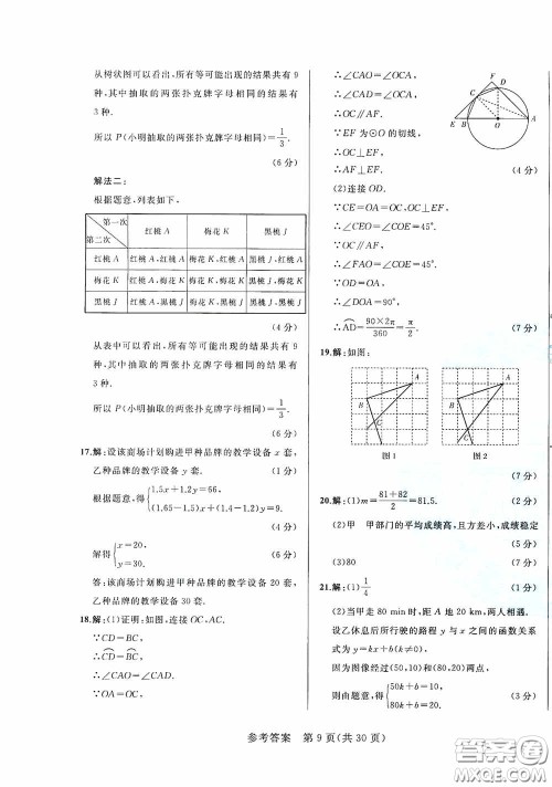 竞赢高效备考2020中考模拟题集数学长春地区适用版答案