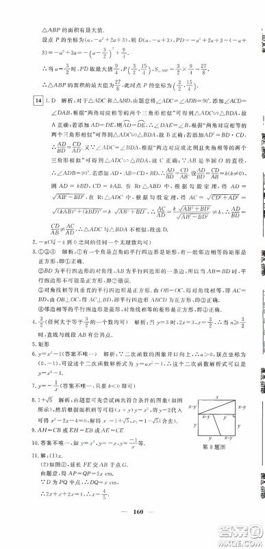 新疆青少年出版社2020黄冈密卷中考总复习数学通用版答案