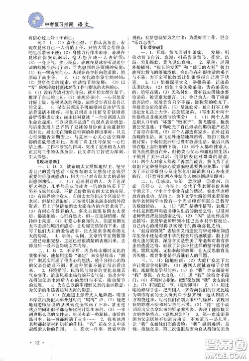 四川教育出版社2020中考复习指南语文答案