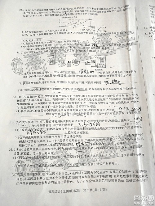天一大联考2019-2020学年高中毕业班阶段性检测三理科综合试题及答案 天一大联考2019-2020学年高中毕业班阶段性检测三理科综合试题及答案