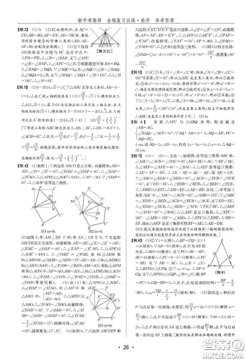 浙江人民出版社2020新中考集锦全程复习训练数学A本课后作业本答案