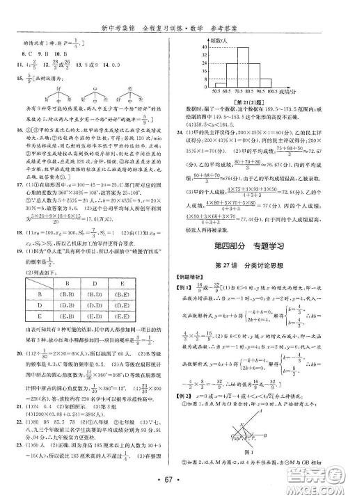 浙江人民出版社2020新中考集锦全程复习训练数学A本课后作业本答案