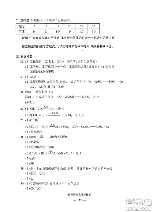 2020一本必胜中考化学模拟试题银版答案 2020一本必胜中考化学模拟试题银版答案