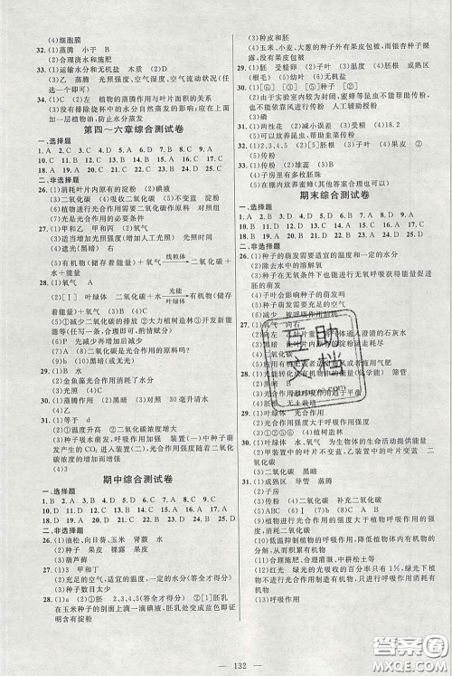 2020春名师助学系列细解巧练六年级生物下册人教版答案 2020春名师助学系列细解巧练六年级生物下册人教版答案