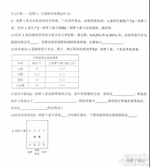 衡水中学2019-2020学年度高三年级下学期期中考试理科综合试题及答案