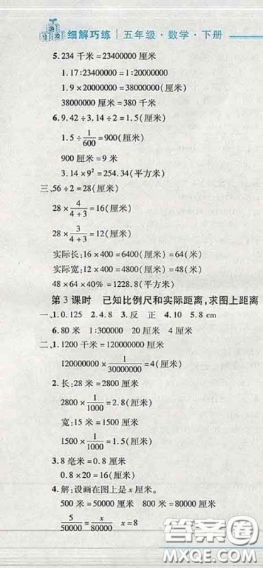 2020春名师助学系列细解巧练五年级数学下册五四制答案
