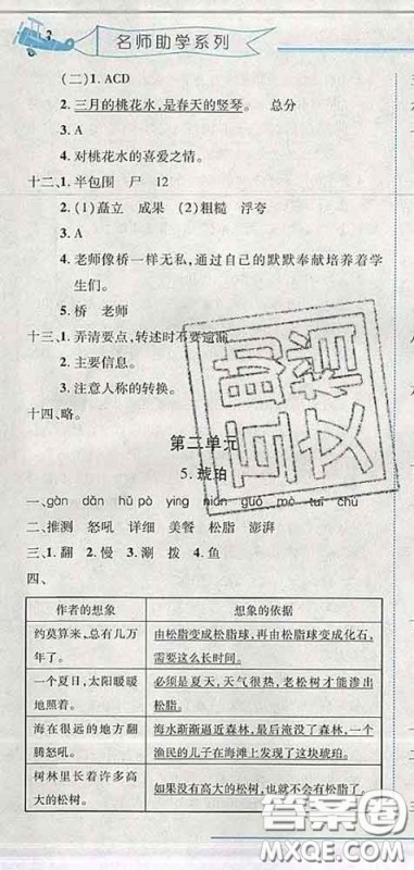 2020春名师助学系列细解巧练四年级语文下册人教版答案 2020春名师助学系列细解巧练四年级语文下册人教版答案