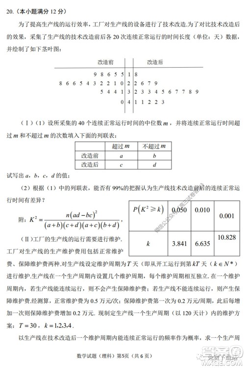 淮南市2020届高三第二次模拟考试理科数学试题及答案