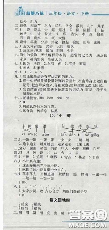 2020春名师助学系列细解巧练三年级语文下册人教版答案 2020春名师助学系列细解巧练三年级语文下册人教版答案