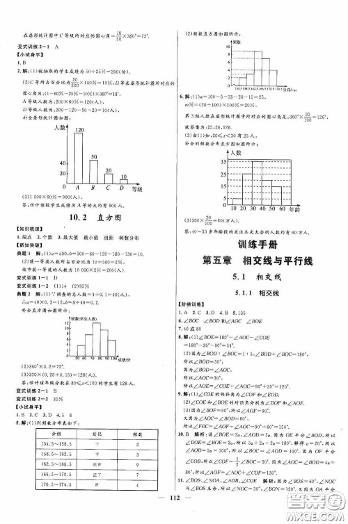 2020赢在起跑线上夺冠百分百新导学课时练七年级数学下册人教版答案