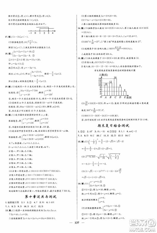 2020赢在起跑线上夺冠百分百新导学课时练七年级数学下册人教版答案