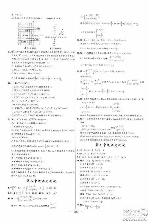 2020赢在起跑线上夺冠百分百新导学课时练七年级数学下册人教版答案