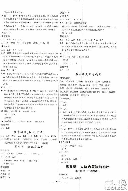 2020赢在起跑线上夺冠百分百新导学课时练七年级生物下册人教版答案