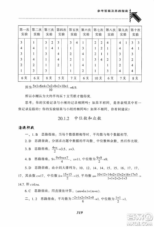 辽宁教育出版社2020尖子生题库最新升级八年级数学下册人教版答案